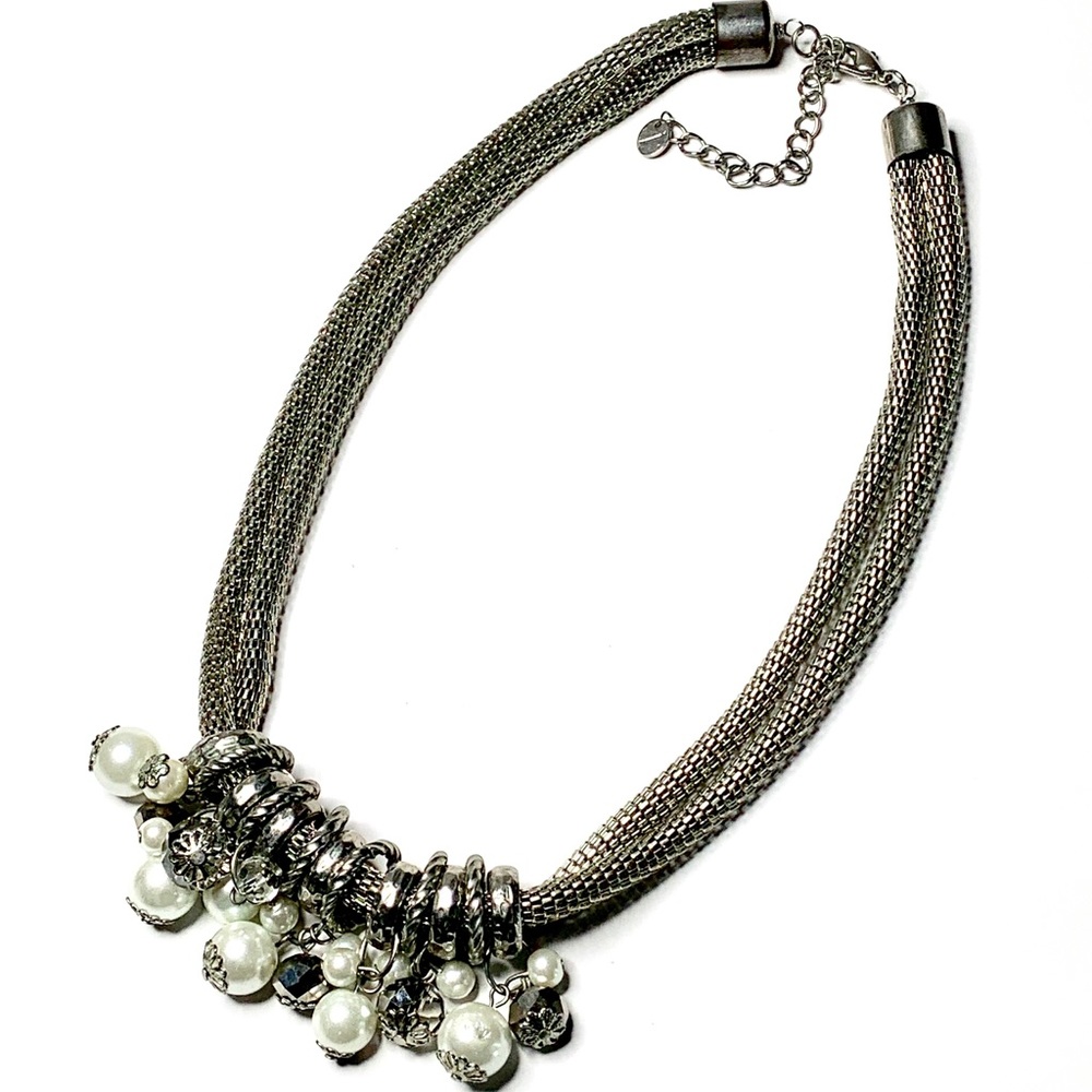 Beaded Pearl Double Rope Chain Necklace